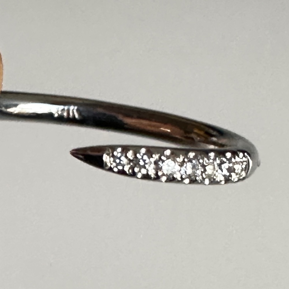 $1015 Size 4.5 WWAKE White Gold & Diamond Open Slice Ring - Picture 9 of 13